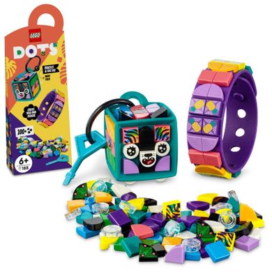 LEGO DOTS, Neonowy tygrys - bransoletka i zawieszka na torbę, 41945