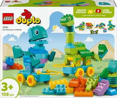 LEGO DUPLO, 3 w 1 Dinozaury na kółkach, 10451