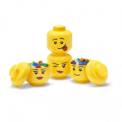 LEGO, Zestaw 4 mini głów, pojemniki