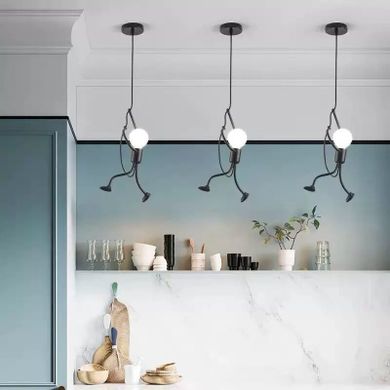 Loft, lampa sufitowa LED typ. I, ludzik, humanoid, czarna