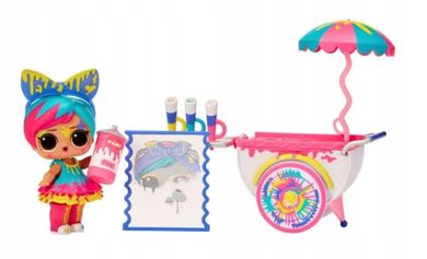 L.O.L. Surprise, Furniture Playset with Doll, Splatters + Art Cart, laleczka modowa, mebelki