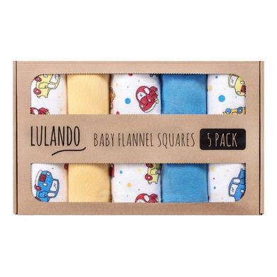 Lulando, pieluszki flanelowe, auta, żółta, niebieska, 5 szt.