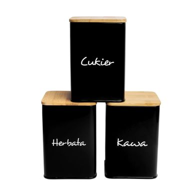 Maestra, 3 pojemniki: kawa, herbata, cukier, czarne
