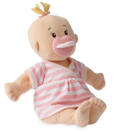Manhattan Toy, bobas w sukience w paski, lalka ze smoczkiem