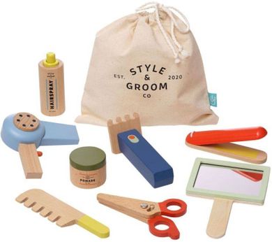 Manhattan Toy, Style & Groom, drewniany zestaw małego fryzjera, 9 elementów