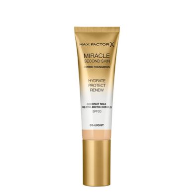 Max Factor, Miracle Second Skin, nawilżający podkład z filtrem nr 03, Light, 32.8 g