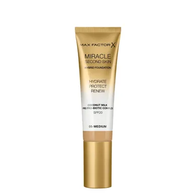Max Factor, Miracle Second Skin, nawilżający podkład z filtrem nr 05, Medium, 32.8 g