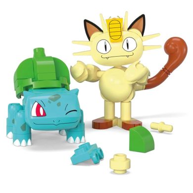 MEGA Pokemon, Pokeball Bulbasaur i Meowth, 2 figurki, klocki, 60 elementów