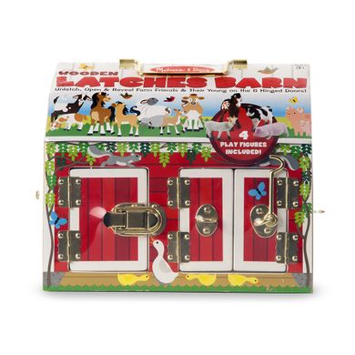 Melissa & Doug, drewniana stodoła ze zwierzętami, walizka z zamkami i zatrzaskami