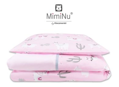 MimiNu, Lamy, Junior, 2-częściowy komplet pościeli, róż, 160-200 cm