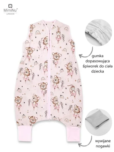 MimiNu, Little Ballerina, śpiworek do spania z nogawkami, letni, rozmiar S, TOG 0.5, 1-2,5l