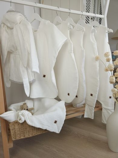 MimiNu, Mimi, całoroczny śpiworek do spania, muślin, śmietanka, TOG 1.5-1.75, 3-9m