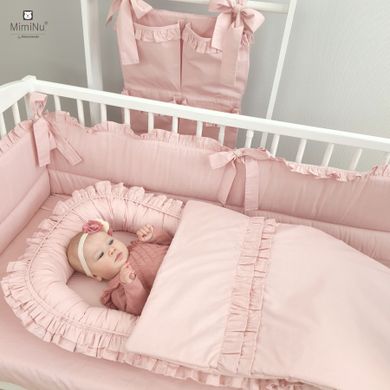 MimiNu, Royal, kokon niemowlęcy z falbanką, pudrowy róż, 55-75 cm