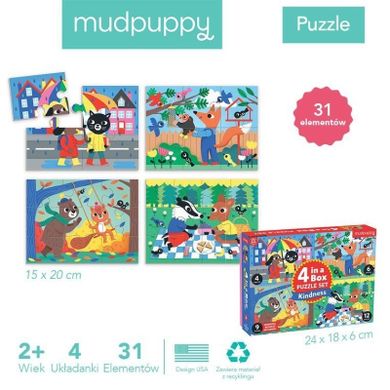 Mudpuppy, puzzle progresywne, Życzliwość, 4, 6, 9 i 12 elementów