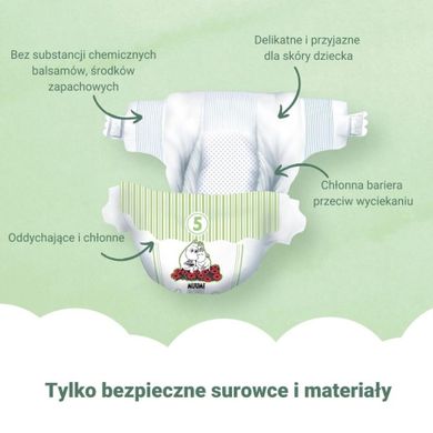 Muumi Baby, pieluszki ekologiczne, rozmiar 5, 10-16 kg, 66 szt.