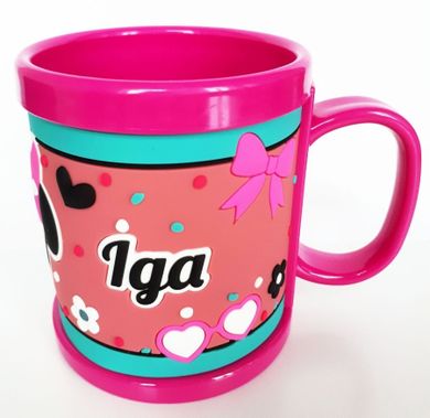 Myszka Minnie, imienny kubek dla dziecka, Iga