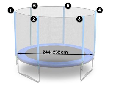 Neo-Sport, siatka do trampoliny, 8ft, 244-252 cm na 6 słupków