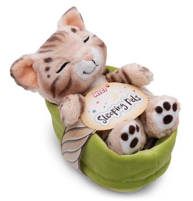 Nici, maskotka, kot bengalski śpiący w koszyku, 12 cm