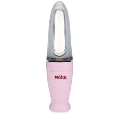 Nuby, silikonowy pojemnik do karmienia z łyżeczką, różowy, 90 ml, 3m+
