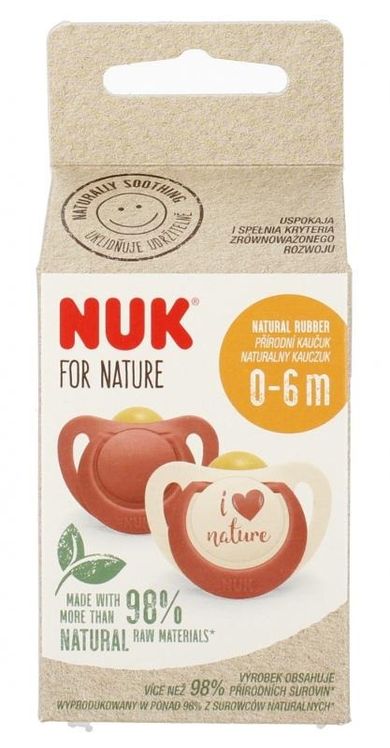 Nuk, For Nature, smoczek lateksowy, 0-6m, 2 szt.