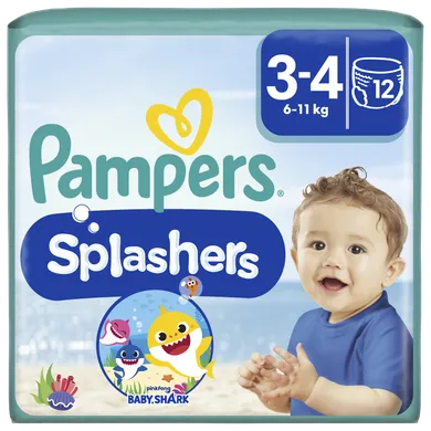 Pampers, Splashers, pieluchy jednorazowe do pływania, rozmiar 3-4, 6-11 kg, 12 szt.