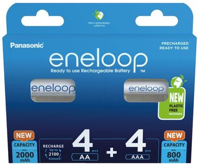 Panasonic, Eneloop, akumulatorki, zestaw 4x AA 2000mAh + 4x AAA 800mAh