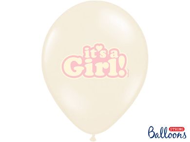 PartyDeco, balony lateksowe, It's a Girl, pastel mix, jasne różowe, 30 cm, 50 szt.