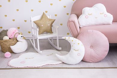PartyDeco, Little Star-Gwiazdka Party, pluszowy dywan chmurka, biały, 103-61 cm