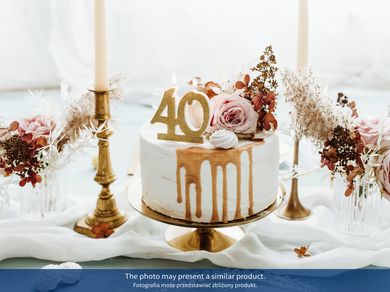 PartyDeco, świeczka urodzinowa na tort, liczba 30,złota, 7,5 cm