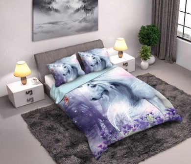 Perkal, Jednorożec, 3-częściowy komplet pościeli, 160-200 cm