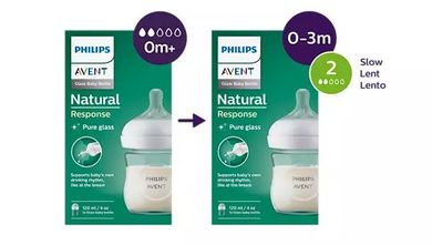 Philips Avent, Responsywne Butelki Natural, szklana butelka, 120 ml