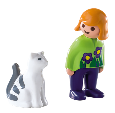 Playmobil, 1.2.3., Dziewczynka z kotem, figurki, 6975