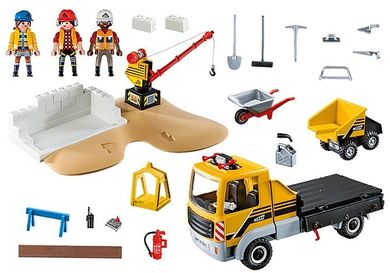 Playmobil, City Action, Plac budowy z wywrotką, 70742