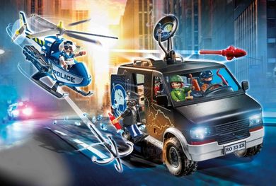 Playmobil, City Action, Policyjny helikopter: Pościg za uciekającym samochodem, 70575