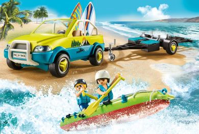 Playmobil, Family Fun, Auto z przyczepką na kanu, 70436