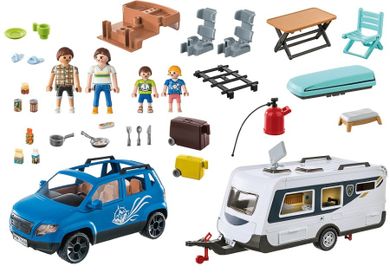 Playmobil, Family Fun, Samochód z przyczepą kempingową, 71423