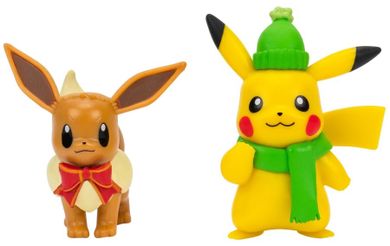 Pokemon, Holiday, Pikachu & Eevee, zestaw figurek bitewnych, wersja świąteczna