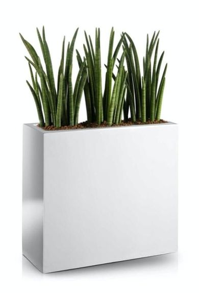 Polnix, prostokątna donica z włókna szklanego, 50-20 cm, biała