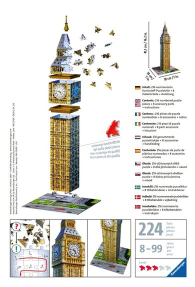 Ravensburger, Big Ben, puzzle 3D, 216 elementów