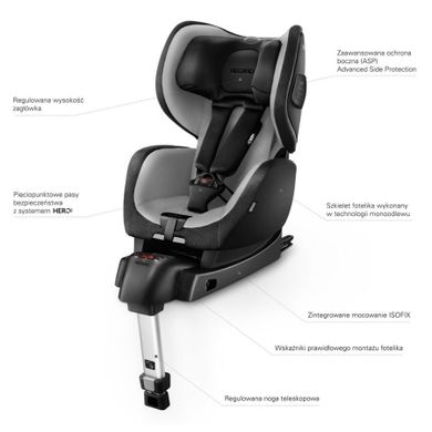 Recaro, Optiafix, Fotelik Samochodowy, 9-18 kg, Graphite
