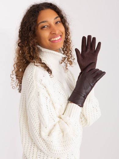 Rękawiczki damskie, brązowe, Italy Moda