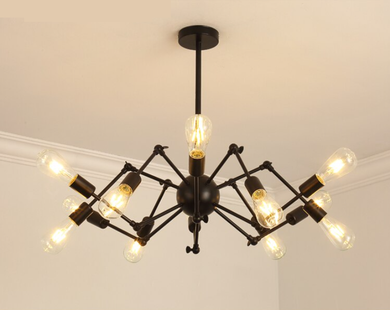 Reto, nowoczesna lampa sufitowa, żyrandol, pająk, czarny, 12-ramienny
