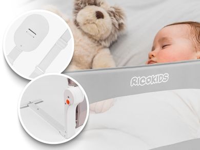 Ricokids, barierka ochronna do łóżka, szara, 180-42-35 cm