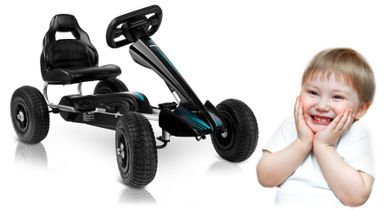 Ricokids, gokart dziecięcy na pedały, czarny, do 30 kg, RK-591