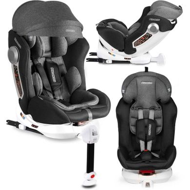 Ricokids, Stigo, fotelik samochodowy z daszkiem, obrotowy 360°, 0-36 kg, szary