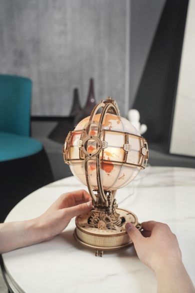 Robotime, Świecący Globus, drewniane puzzle 3D, 180 elementów