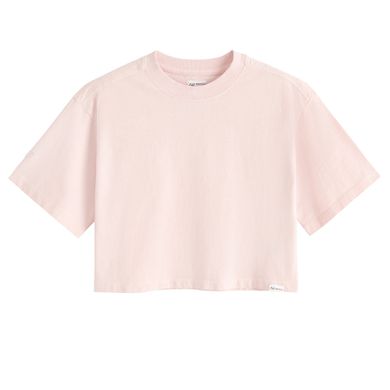 Różowy t-shirt o kroju cropp boxy NOWEAR