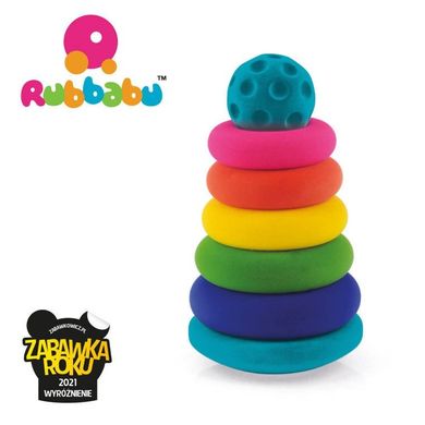 Rubbabu, układanka edukacyjno-sensoryczna, piramida z piłką