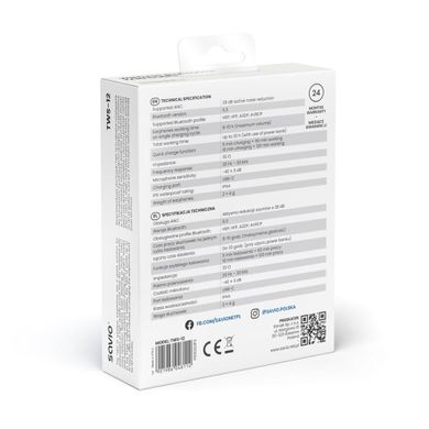 Savio, słuchawki bezprzewodowe Bluetooth, 5.3 z mikrofonem, Anc, Enc, Qc Tws-12