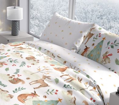 Scandic Limited, Leśne Zwierzątka, Zima, 2-częściowy komplet pościeli, 160-200 cm